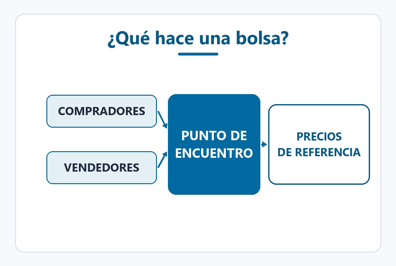 Esquema del papel de una bolsa como punto de encuentro